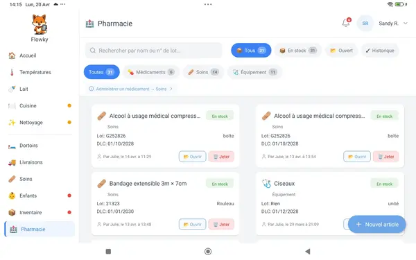 Interface Flowky — Gestion de la pharmacie